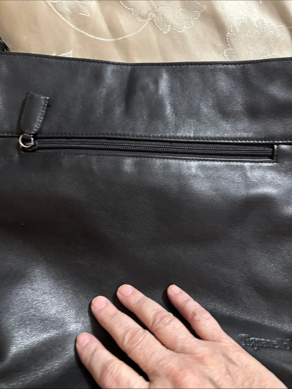 Tignanello Black Leather Crossbody Messenger Bag